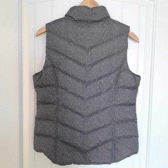 Lands' End Down Quilted Puffer Vest Black & White Herringbone Size XS - Picture 2 of 10